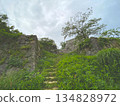 The lush vegetation of the Yonago Castle ruins 134828972