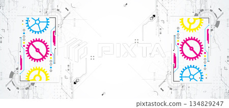 Abstract ART technological background with various elements. CMYK concept. Vector Abstract ART technological background with various elements. CMYK concept. Vector 134829247