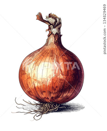 復古植物插畫：洋蔥 134829469