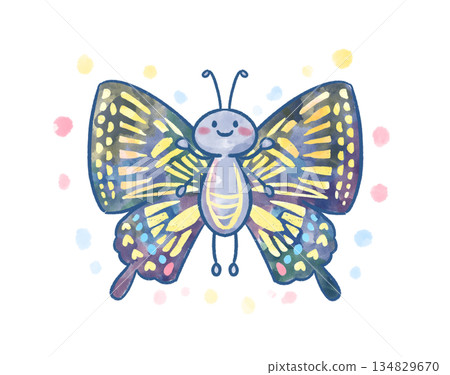 水彩蝴蝶人物插畫(正面)兒童插畫素材 水彩蝴蝶人物插畫(正面)兒童插畫素材 134829670