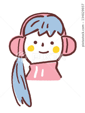 一個戴著耳罩、面露釋然的女孩的臉，展現了豐富多彩的校園生活，圖標 134829937