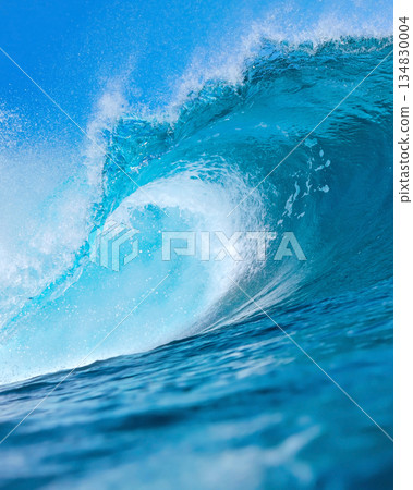 Captivating Wave Curling With Shimmering Foam And Intense Motion Captivating Wave Curling With Shimmering Foam And Intense Motion 134830004