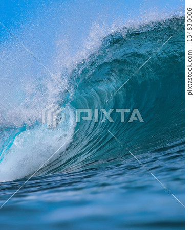 Captivating Wave Curling With Shimmering Foam And Intense Motion 134830006