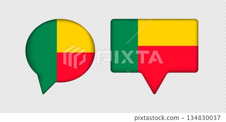 Flag of Benin in speech bubble. 134830037