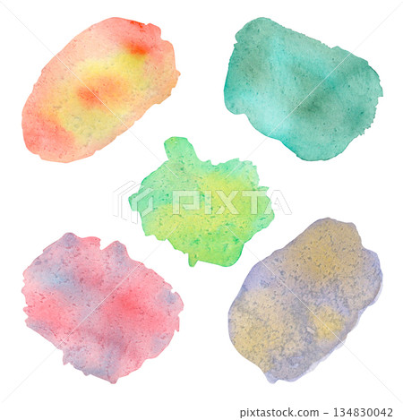 Set of watercolor circles brash multicolored. watercolor on white background , watercolor splash. It is drawn by hand transparent background Set of watercolor circles brash multicolored. watercolor on white background , watercolor splash. It is drawn by hand transparent background 134830042