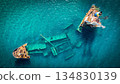 Manassa Rose Shipwreck. Crete. Greece. 90 degree Aerial Shot. Cargo Ship. Blue 134830139