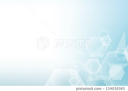 Health care abstract background with hexagons, lines and dots. Medical innovation banner template concept. Biology and pharmaceutical technology background, illustration. 134830365