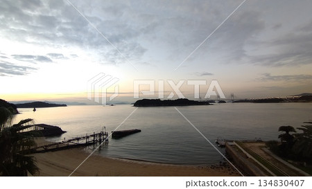 Morning view of the Seto Inland Sea from Mt. Washu 134830407