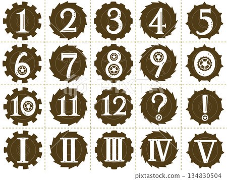 齒輪和數字圖示集（單色 2） 134830504