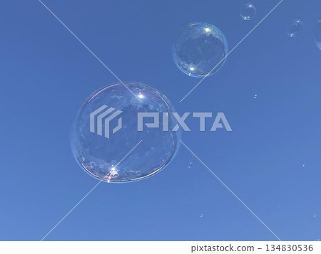 Soap bubbles dancing in the blue sky Soap bubbles dancing in the blue sky 134830536