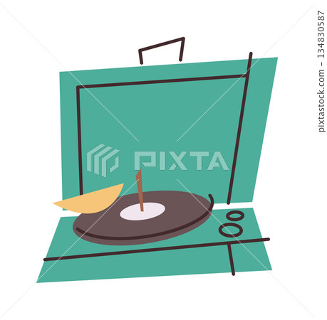 Vintage vinyl record player design 134830587