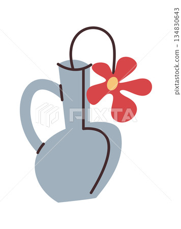 Ceramic jar with flower decor 134830643