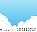 Blue sky with fluffy white clouds in paper cut style ideal for banner design vector illustration 134830715