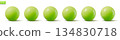 Glossy green spheres. 3D bubble collection realistic balls with shadows. Vector shiny plastic globe 134830718
