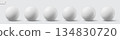 Glossy white spheres. 3D bubble collection realistic balls with shadows. Vector shiny plastic globe 134830720