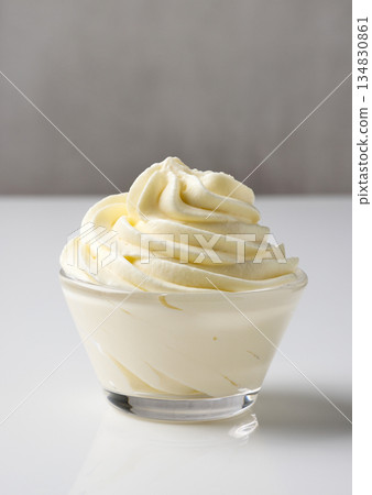 bowl of whipped cream bowl of whipped cream 134830861