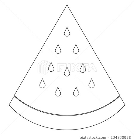 Watermelon Slice Outline A simple, elegant outline of a watermelon slice 134830958