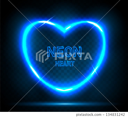 Neon heart-shaped frame. Abstract background with space for text. Neon heart-shaped frame. Abstract background with space for text. 134831242