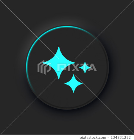 A black round button with a blue artificial intelligence badge. A black round button with a blue artificial intelligence badge. 134831252