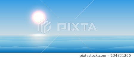 A summer landscape with a blue sea or ocean with a sunny blue sky. A summer landscape with a blue sea or ocean with a sunny blue sky. 134831260
