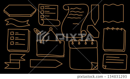 Hand Drawn Gold Doodle Line Notes Paper Etc Elements Set Collection Business.Vector Illustration Hand Drawn Gold Doodle Line Notes Paper Etc Elements Set Collection Business.Vector Illustration 134831293