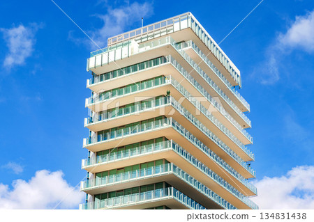 Architectural building of hotel. Historic District. Art deco architectural district. Art Deco. Modern residential building. Ocean drive. Miami Beach in Ocean Drive. Art Deco building architecture 134831438