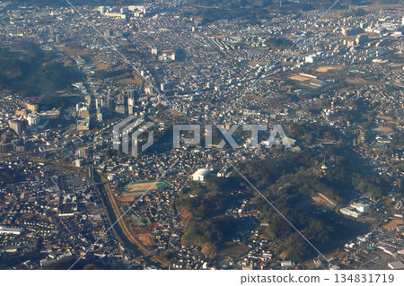 俯瞰圖:冬季千葉縣成田市 俯瞰圖:冬季千葉縣成田市 134831719