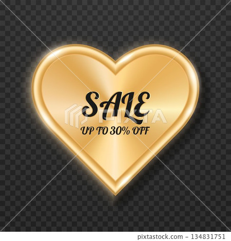 A golden heart with the inscription sale. A golden heart with the inscription sale. 134831751