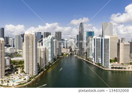 Aerial view of Brickell skyscrapers. Modern cityscape of downtown Miami. Panoramic Miamis skyline above the coastline. Brickell Key aerial view in Miami. Landscape of Miami. Miami Beach and Brickell. Aerial view of Brickell skyscrapers. Modern cityscape of downtown Miami. Panoramic Miamis skyline above the coastline. Brickell Key aerial view in Miami. Landscape of Miami. Miami Beach and Brickell. 134832008