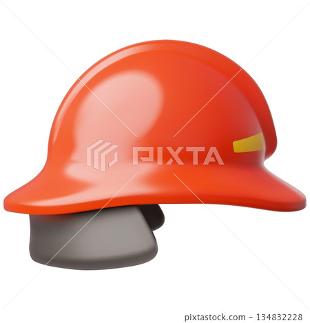 3D red construction safety hard hat, isolated on white background. 3D red construction safety hard hat, isolated on white background. 134832228