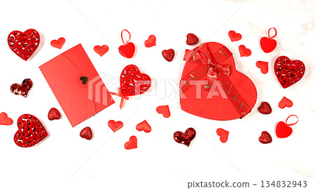 Celebration of Valentine's Day or Women's Day, Mother's Day, banner. Greeting card, roses, hearts and gift boxes on a wooden background, happy holiday, birthday greetings, selective focus Celebration of Valentine's Day or Women's Day, Mother's Day, banner. Greeting card, roses, hearts and gift boxes on a wooden background, happy holiday, birthday greetings, selective focus 134832943