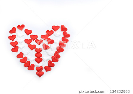 Valentine's day or womens day concept. Greeting card with red and white hearts, background, banner with place for text, Happy holidays, elements for use in a graphic editor, patern Valentine's day or womens day concept. Greeting card with red and white hearts, background, banner with place for text, Happy holidays, elements for use in a graphic editor, patern 134832963