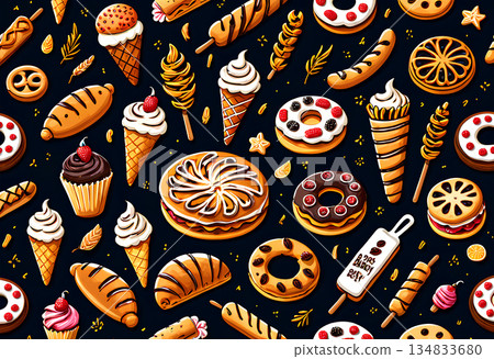 seamless pattern with sweets 134833680