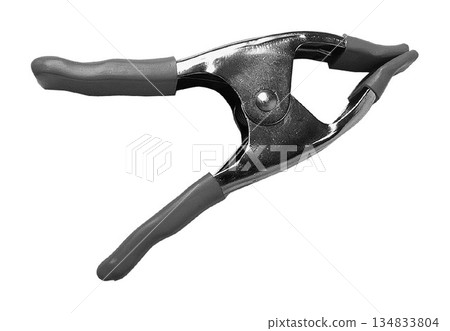 Hand Spring Clamp isolated on a white background Hand Spring Clamp isolated on a white background 134833804