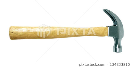 Claw Hammer with Wooden Handle isolated on a white background 134833810