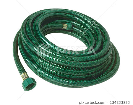 Green Garden Hose isolated on a white background Green Garden Hose isolated on a white background 134833823