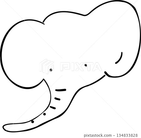 一幅簡單的單色線條畫,畫的是大象的臉 一幅簡單的單色線條畫,畫的是大象的臉 134833828