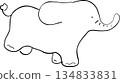 一幅行走的大象的單色線條畫 134833831