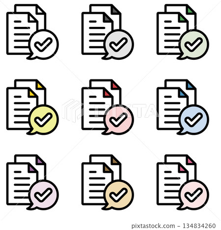 Illustration icon material set: Check mark document file 098 Illustration icon material set: Check mark document file 098 134834260