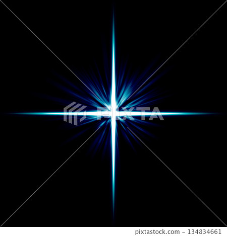 Blue glowing cross light effect on black background Blue glowing cross light effect on black background 134834661