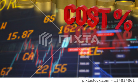 Rising Business Cost Analysis with Financial Market Background 3d render. 134834861