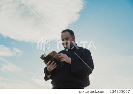 Smiling Parson Praying Under A Clear Sky Smiling Parson Praying Under A Clear Sky 134835067