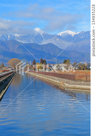 Azumino in winter, Hida Mountains and the Northern Alps Azumino in winter, Hida Mountains and the Northern Alps 134835228