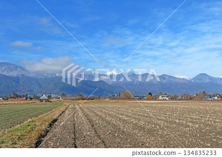 Winter Azumino Countryside and Northern Alps 134835233