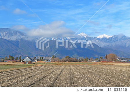 Winter Azumino Countryside and Northern Alps 134835236