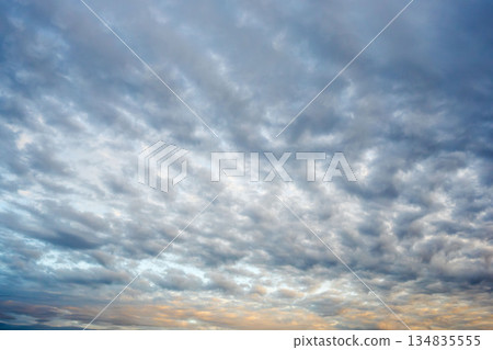 Cloudy sky shining in autumn evening 52 134835555