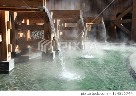 Hot springs at Onsenmon Square in Kusatsu Onsen 134835744