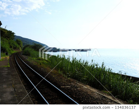 Railway tracks along the coast of Ehime Prefecture Railway tracks along the coast of Ehime Prefecture 134836137