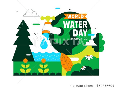 World Water Day Vector Illustration Featuring Waterdrops, Taps, Plus Messages Encouraging Earth Protection And Freshwater Management Background World Water Day Vector Illustration Featuring Waterdrops, Taps, Plus Messages Encouraging Earth Protection And Freshwater Management Background 134836695