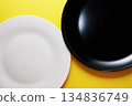 Black and white plate_yellow background 134836749